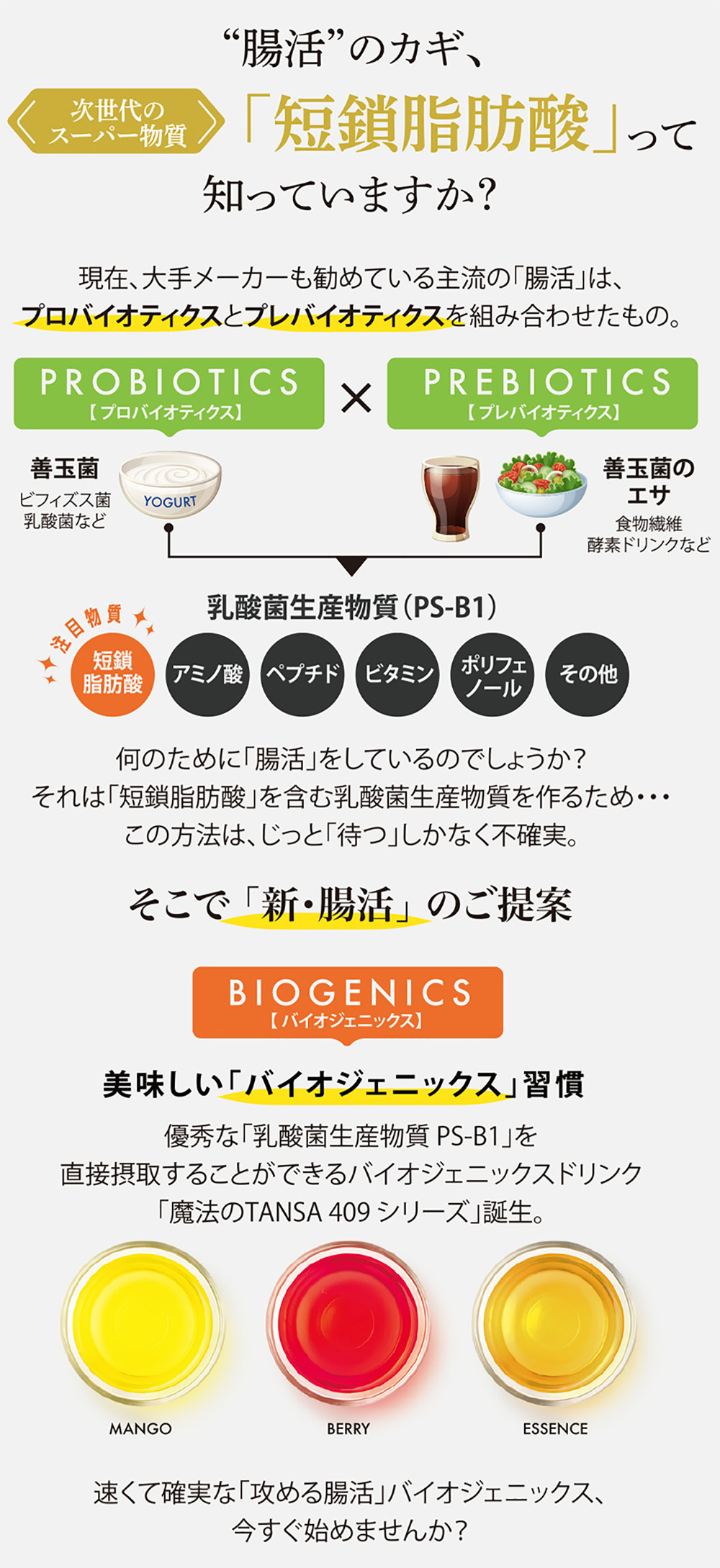 短鎖脂肪酸を含む409種類の成分配合ドリンク【魔法のTANSA409